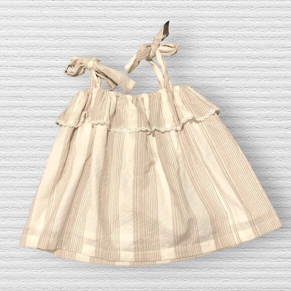 The Oaks Apparel Girls Top 4T Elian Tan Stripe Tie Strap Tunic NWT - Picture 1 of 3